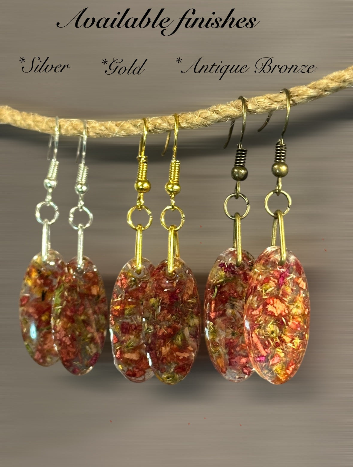 Rose & Babies Breath Dangle Earring (1”)
